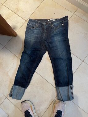 Joe's Jeans Dark Blue Cuffed Cropped Jeans